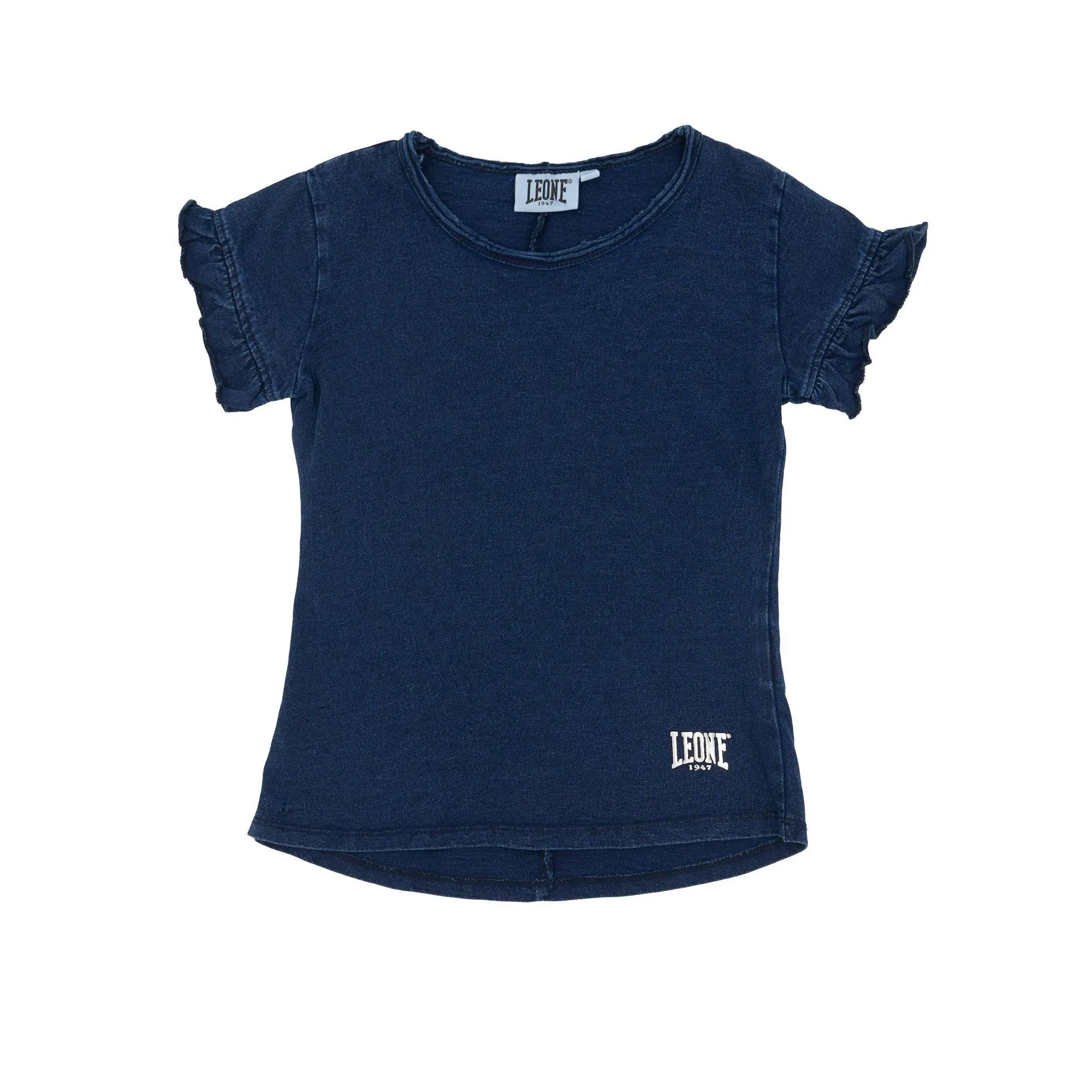 T-shirt a maniche corte da bambina in cotone Leone Blue