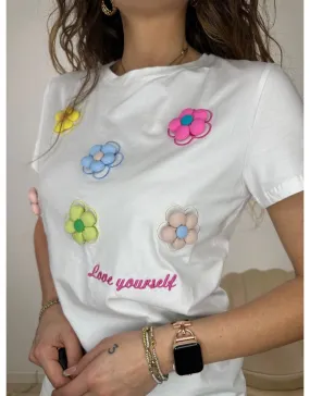 T-SHIRT FIORI BIANCA