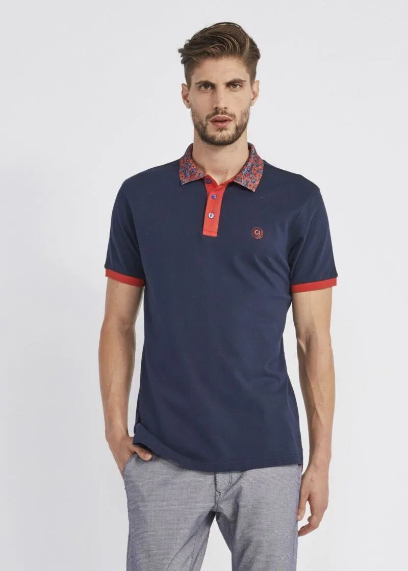 T-shirt polo con collo stampato