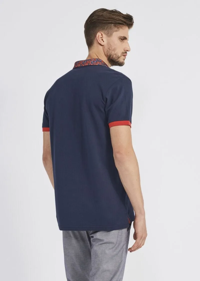 T-shirt polo con collo stampato