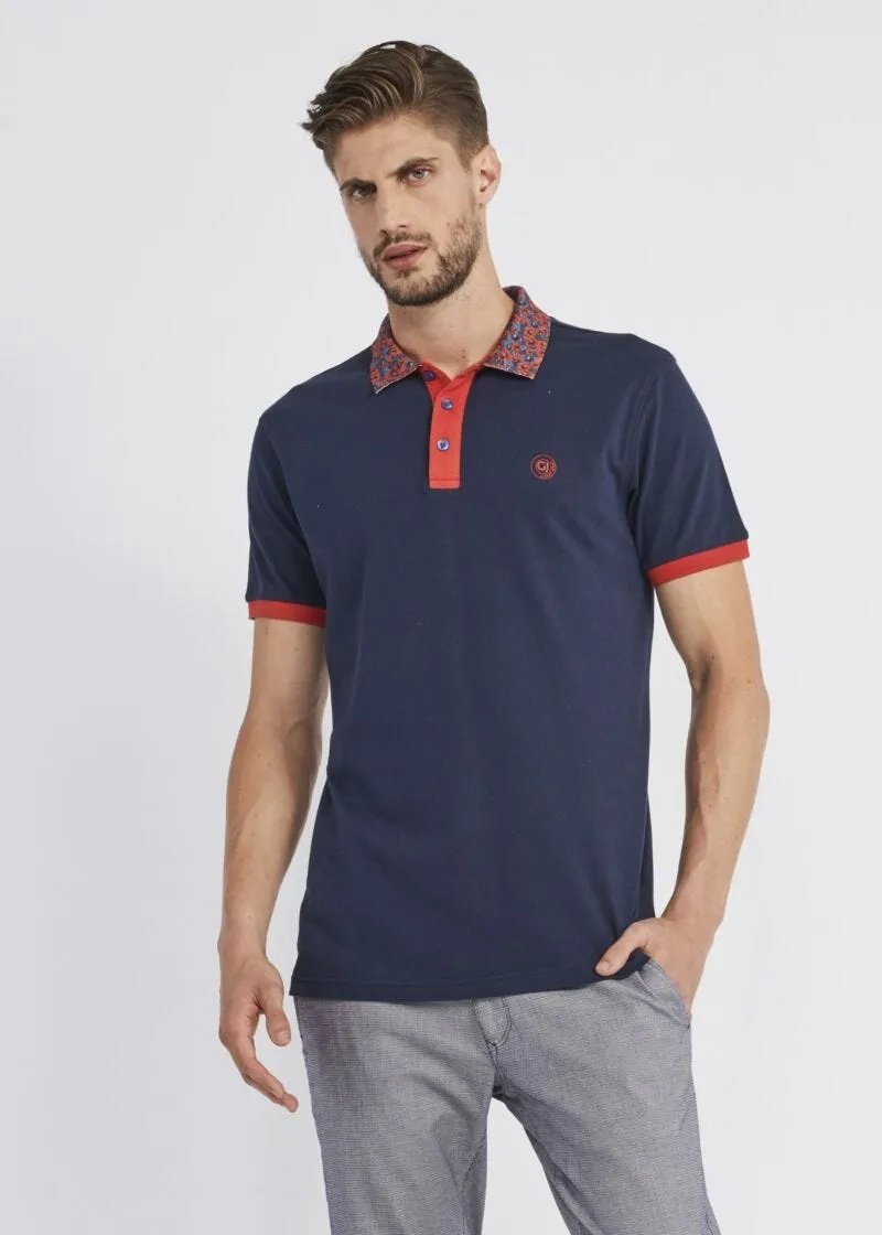 T-shirt polo con collo stampato