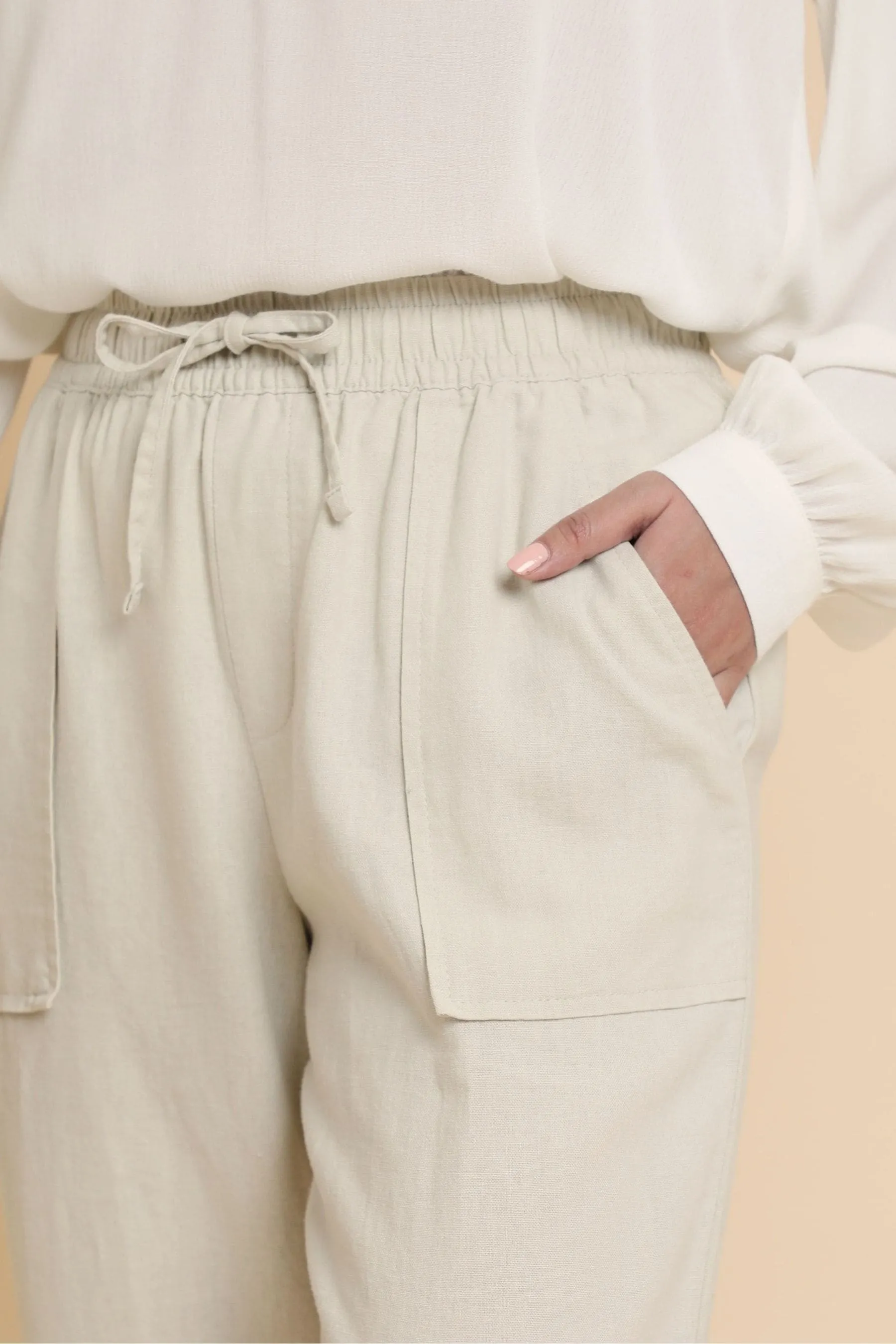 Threadbare Petite - Pantaloni in lino Blend stretti in fondo in