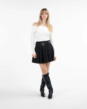 Top in maglia con spalle scoperte - BIANCO