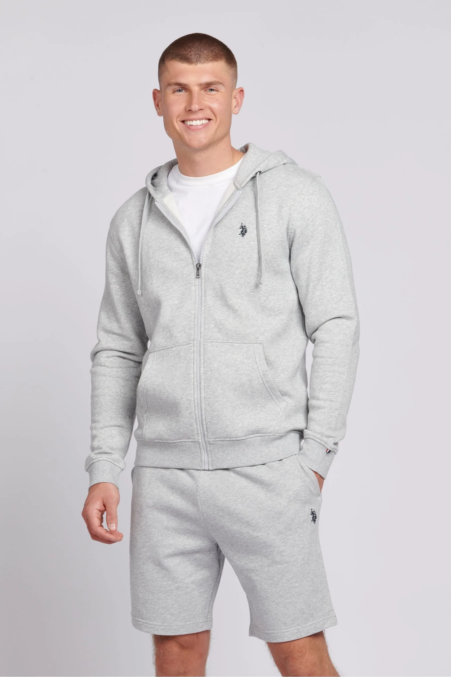 U.S. Polo Assn. Uomo - Felpa con cappuccio, zip e doppio cavaliere vestibilità classica