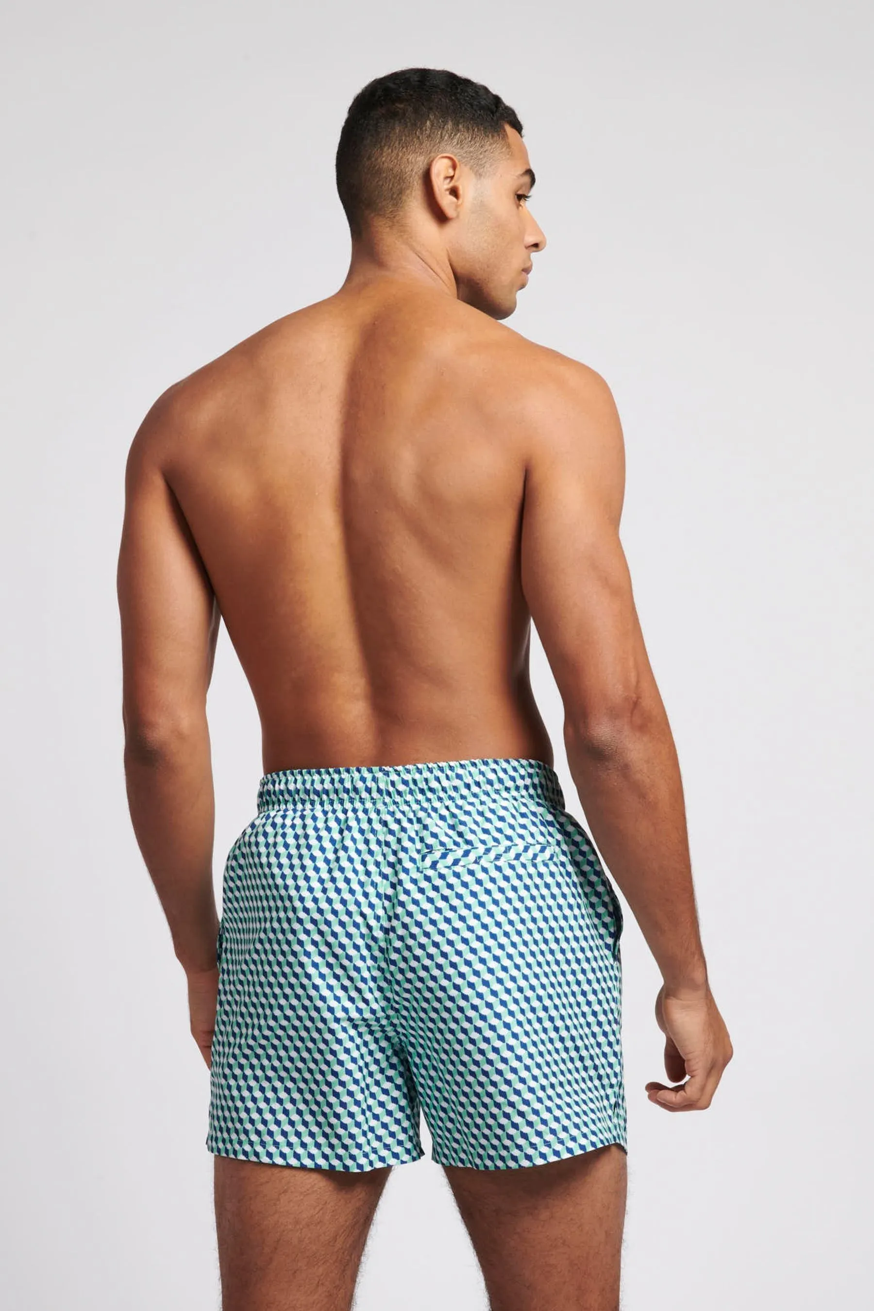 U.S. Polo Assn. Uomo Verde - Stampa Shorts da bagno geometriche