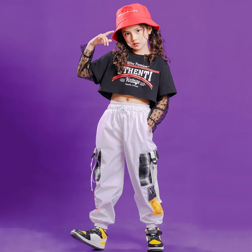 Vestito da ballo di strada hip-hop per bambini Abbigliamento da spettacolo Ragazze Hiphop Abiti da ballo jazz Performance alla m