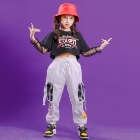 Vestito da ballo di strada hip-hop per bambini Abbigliamento da spettacolo Ragazze Hiphop Abiti da ballo jazz Performance alla m