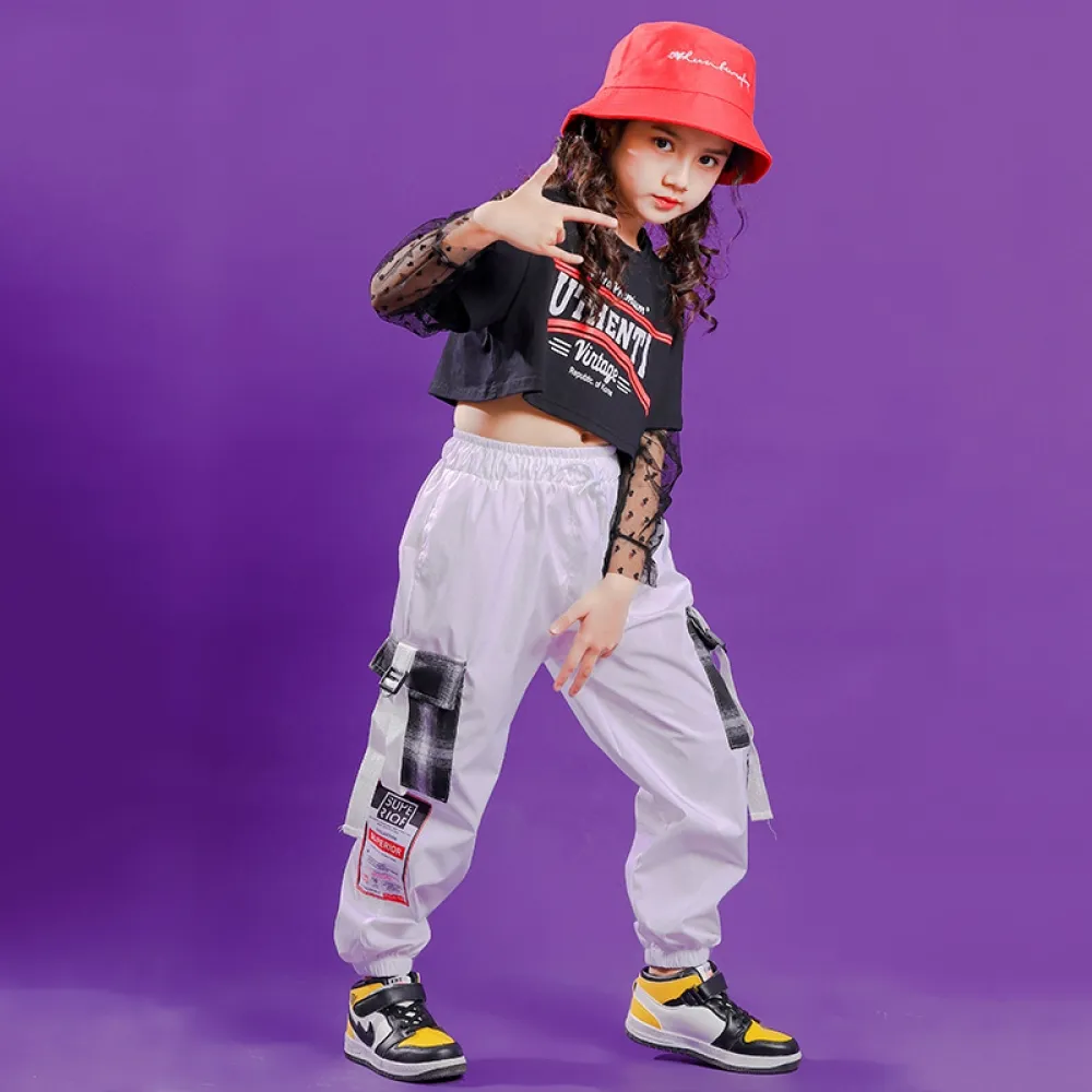 Vestito da ballo di strada hip-hop per bambini Abbigliamento da spettacolo Ragazze Hiphop Abiti da ballo jazz Performance alla m