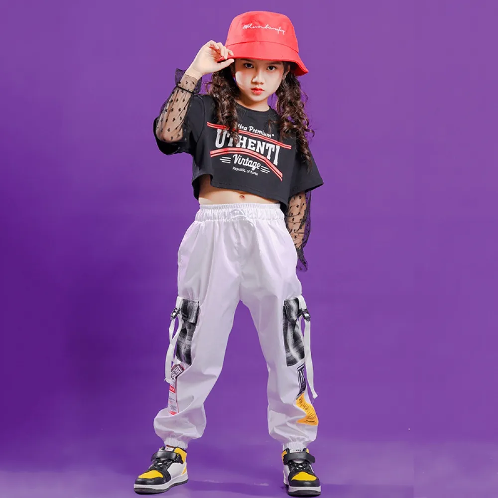 Vestito da ballo di strada hip-hop per bambini Abbigliamento da spettacolo Ragazze Hiphop Abiti da ballo jazz Performance alla m