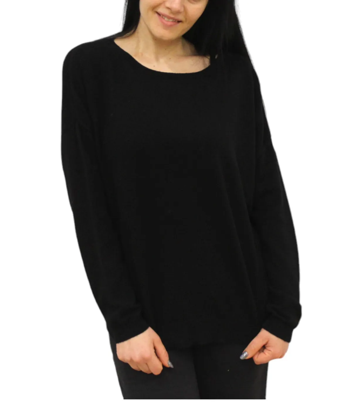 White Wise Donna Maglione A Girocollo Over In Cashmere