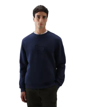 Woolrich – Felpa a girocollo con logo ricamato blu